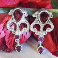 Garnet and Ruby Post Earrings