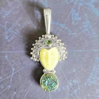 Goddess Pendant with Druzy and Apatite