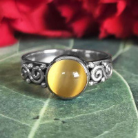 Gold Titanium Backed Moonstone Ring Size 8