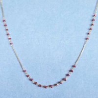 14K GOLD Necklace with 49 Ruby beads - 18" 