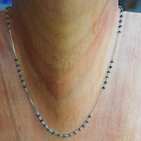14K GOLD Necklace with 49 SAPPHIRE beads - 18" Offerings Sajen