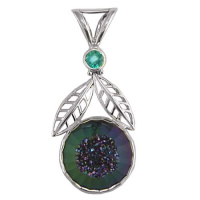 Faceted Forest Window Druzy Pendant with Celestial Teal Quartz