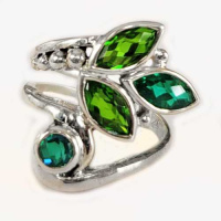 Sterling Silver Light and Dark Green Quartz & Caribbean Quartz Ring Size 8 