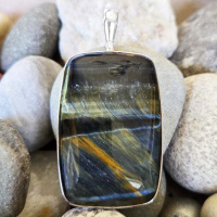 Rectangular Blue Tiger Eye Pendant 