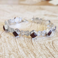 Sterling Silver Carnelian Link Bracelet 7.5"