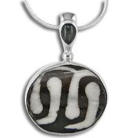 Mud Bead and Black Star Diopside Pendant with Chain