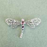 Pink Tourmaline and multi-gemstone Dragonfly Pin/Pendant