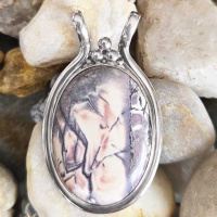 Sterling Silver Double Bale Porcelain Jasper Silver Pendant