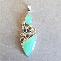 One of a Kind Chrysoprase and Peridot Pendant