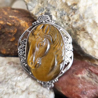 Sterling Silver Tiger's Eye Horse Ring Size 9