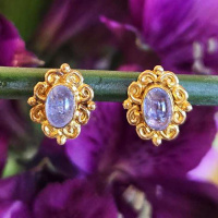 18K GOLD Tanzanite Post Earrings