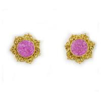18K GOLD Pink Ice Druzy Post Earrings