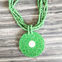Balinese Coral "Shiva" Necklace in Green