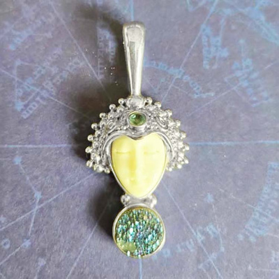 Goddess Pendant with Druzy and Apatite