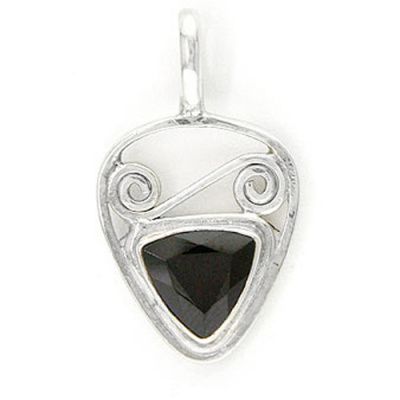 Sterling Silver Handcrafted Garnet Trillion Pendant 