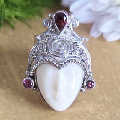 Goddess Ring with Garnet and Pink Tourmaline