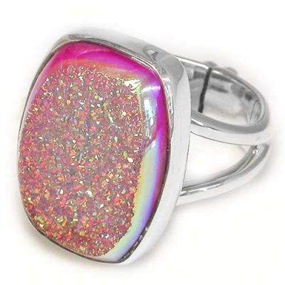Golden Dream Window Druzy Rectangle Ring